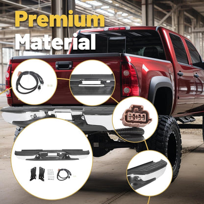 Rear Step Bumper for 1999-2007 Chevy Silverado & GMC Sierra 2500HD 3500HD w/ License Plate Lights LYAM-285S