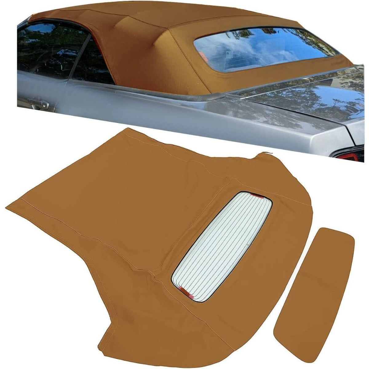 Convertible Soft Top Replacement  for 2005-2014 Ford Mustang, Soft Roof with Clear Plastic Window, Premium Grade Black Sailcloth Vinyl