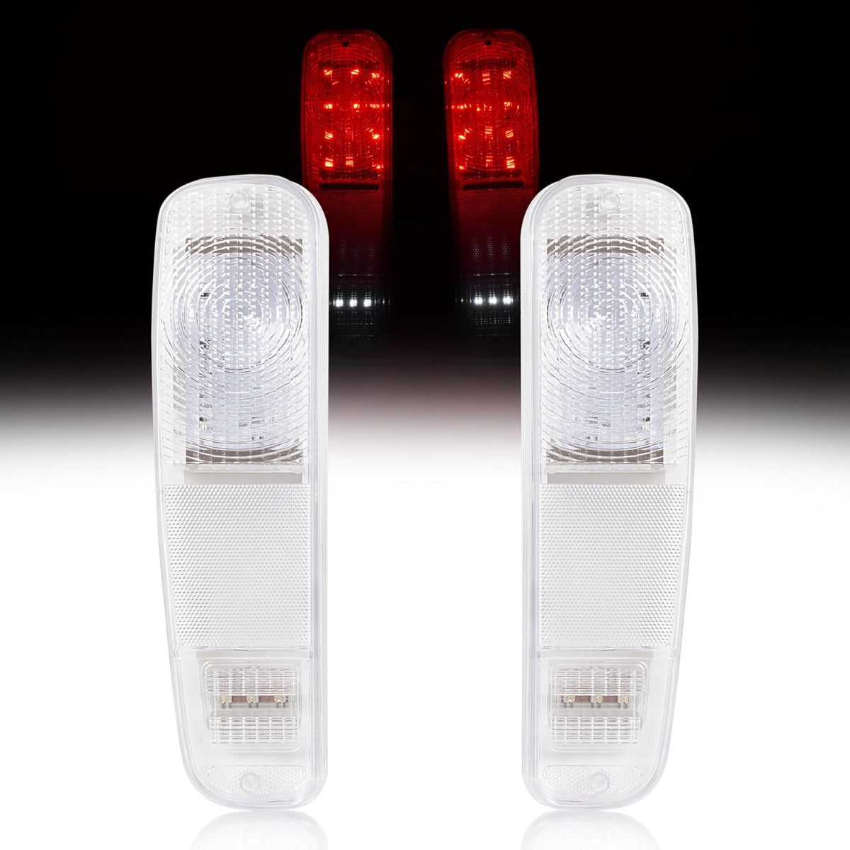 HECASA LED Tail Lights Brake Lamps Compatible with 1973-1977 Ford Pickup F100 F150 F250 F350 Driver & Passenger Side - Clear Lens