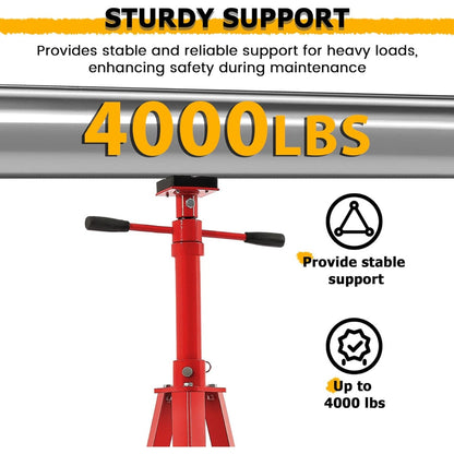 Adjustable Under Hoist Tripod Stand 2 Ton High Lift Jack Stand Reach Underhoist Support Stand 4000lbs Capacity Lift Stand for Car Lift High-Position Lift Range 47.4"-84.5"