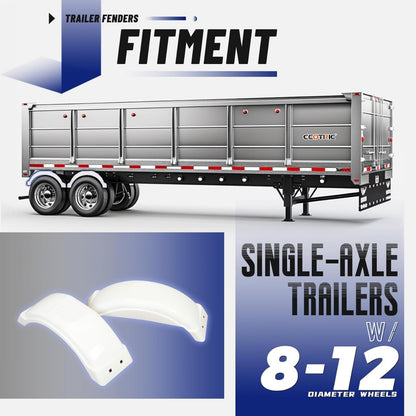 8 Inches-12 Inches Set of Two Single-Axle Trailer Fenders Wheels Tire Top Step Skirt Boat LYAP-272