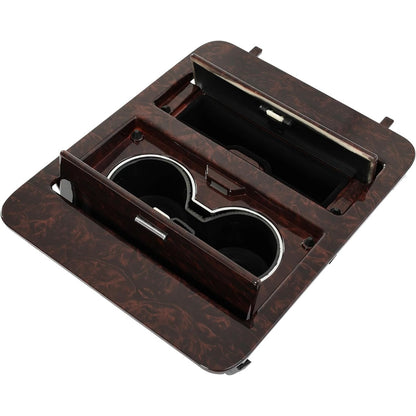 KUAFU Woodgrain Center Console Cup Holder Storage Compatible with 2007-2014 Chevy Silverado GMC Sierra/Cadillac Escalade Full Size GM Trucks Replacement for 23164631