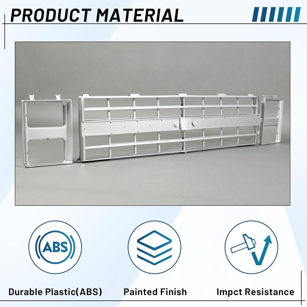 Front Grille Grill & Headlight Bezel Compatible with 1985-1988 Chevy C10/C20/C30/K5/K10/K20/K30/R10/R20/R30/V10/V20/V30 Blazer Suburban 15598727 15598728 GM1200140 GM2513126 Chrome
