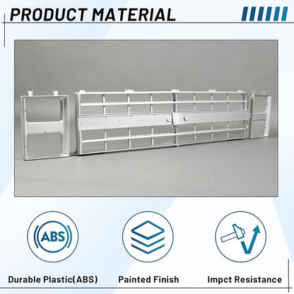 Front Grille Grill & Headlight Bezel Compatible with 1985-1988 Chevy C10/C20/C30/K5/K10/K20/K30/R10/R20/R30/V10/V20/V30 Blazer Suburban 15598727 15598728 GM1200140 GM2513126 Chrome