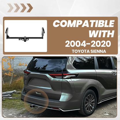 Rear Class 3 2” Trailer Hitch Compatible with 2004-2020 Toyota Sienna All Styles Replacement for 75237 Towing Receiver Steel Black
