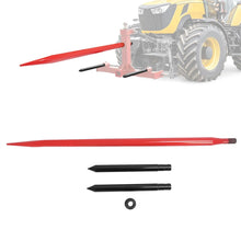 49 Inches Hay Bale Spear 3000 lbs W/Stabilizers Pair Fit for Skid Steer Tractors Loaders Hay Bale Forks Tractor Attachment Quick Attach Spears 3PCS Red Steel