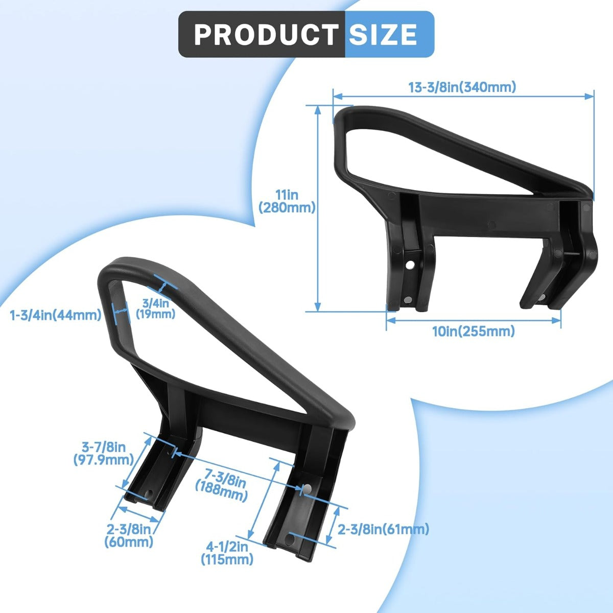 HECASA Golf Cart Seat Handle Pair Compatible with 1994-Up EZGO TXT Gas & Electric Replacement for 71701-G01 71702-G01 Arm Rest Hip Restraints Driver & Passenger Side Plastic Black