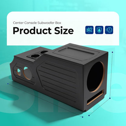 Center Console Subwoofer Box Compatible with 07-13 Chevy/GMC Crew | Crew /Single And Quad Cab MDF+Plastic(ABS) PVC Black Finish Black