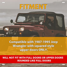 Replacement Soft Top for 1987-1995 Jeep Wrangler YJ 2 Door Sailcloth Vinyl Black Roof, Zip Out with Tinted Plastic Windows and Removable Front Upper Door Skins