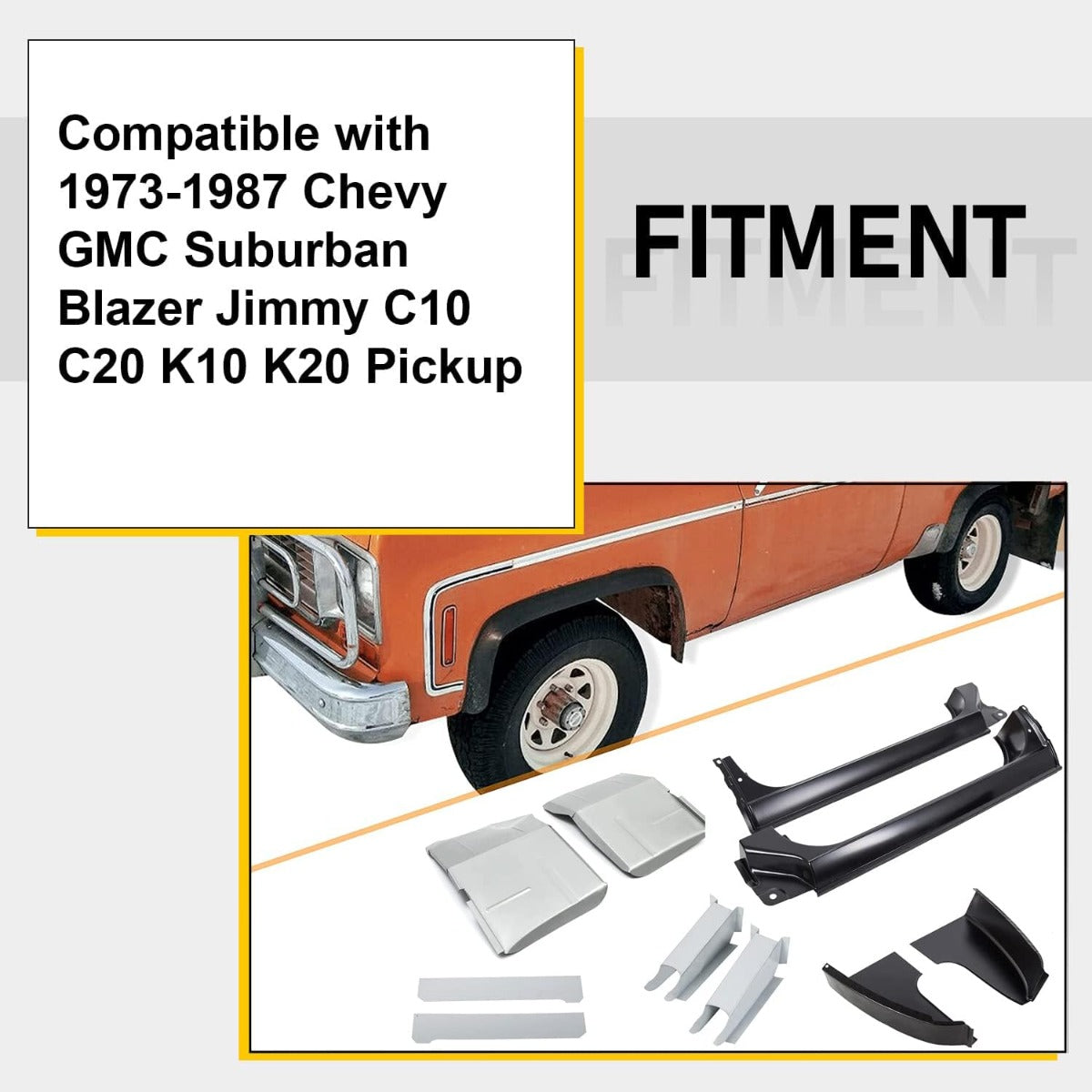 Rocker Panels & Rocker Backing Plates & Cab Corners & Cab Floor Supports & Floor Pans Compatible with 1973-1987 Chevy GMC Suburban Blazer Jimmy C10 C20 K10 K20 Pickup Cab Repair Kit 2 Packages