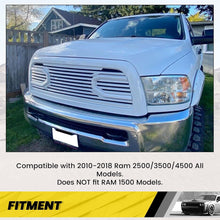 Front Hood Bumper Grille Replacement Compatible with 2010-2018 Ram 2500/3500/4500 Shell Big Horn Horizontal Style (Black W/O Lights)