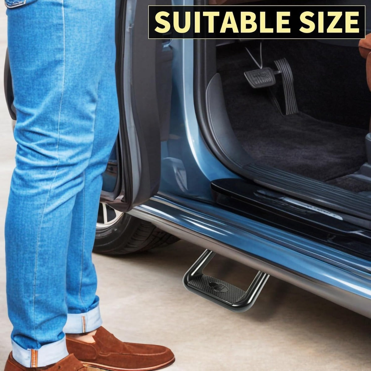 Side Step Compatible with 1967-2020 Chevrolet Toyota Ford Dodge Jeep GMC Nissan Mazda Aluminum 2 Pcs Side Step for Pickups & Trucks Black