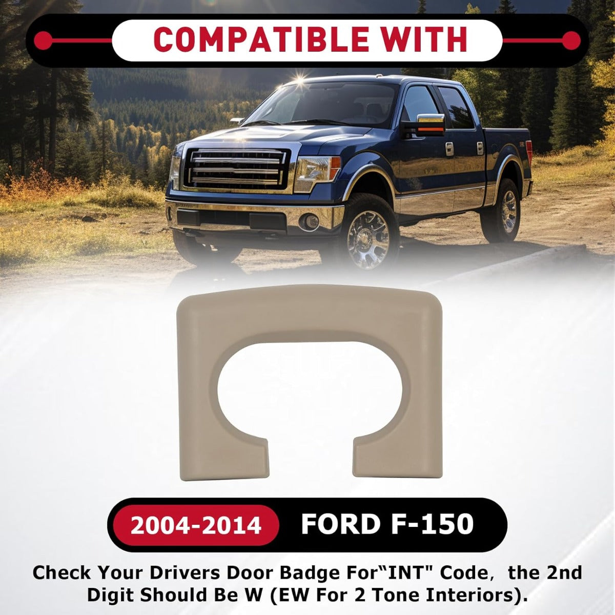 Center Console Cup Holder Armrest Pad Replacement Compatible with 2004-2014 Ford F150 TAN
