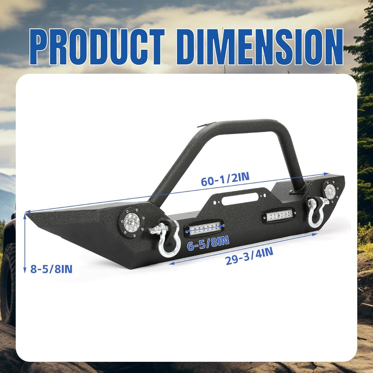 KUAFU Bumper Compatible with Wrangler JK Unlimited JL Gladiator JT