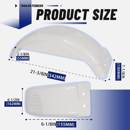 8 Inches-12 Inches Set of Two Single-Axle Trailer Fenders Wheels Tire Top Step Skirt Boat LYAP-272