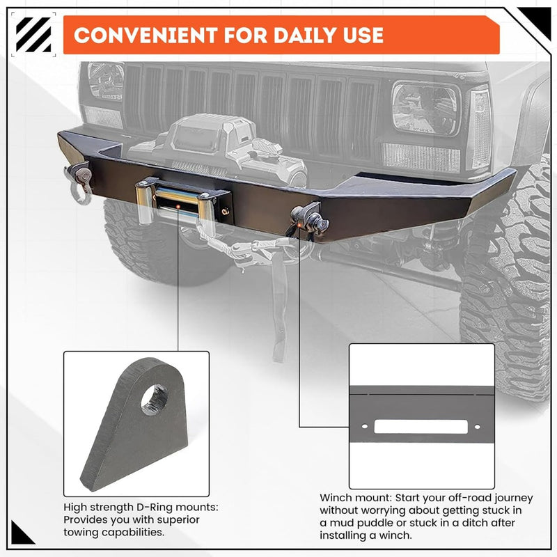 DIY Front Bumper Bare Metal Kit Compatible With 1984-2001 Jeep Cherokee XJ Winch Mount Plate LYAM-260