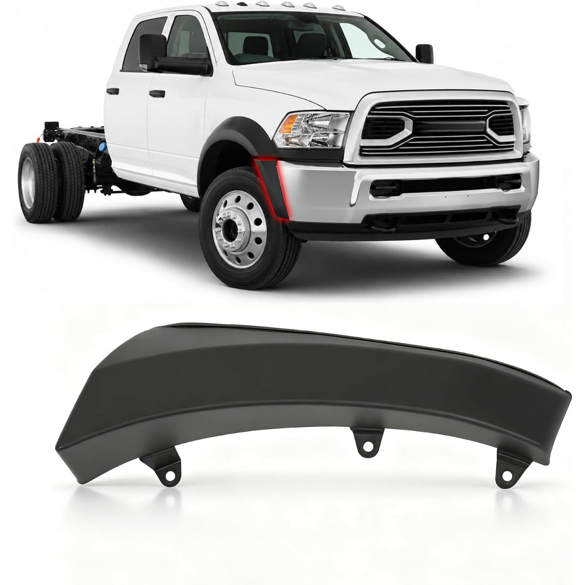 Right Fender Flare Set Compatible with 2011-2018 Ram 4500 5500 | Wheel Arch Cover Protector Set Plastic(PP) Textured Black Passenger Side