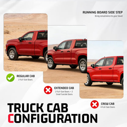 ALMULOO Side Steps Compatible with 19-25 Silverado/Sierra HD Regular Cab