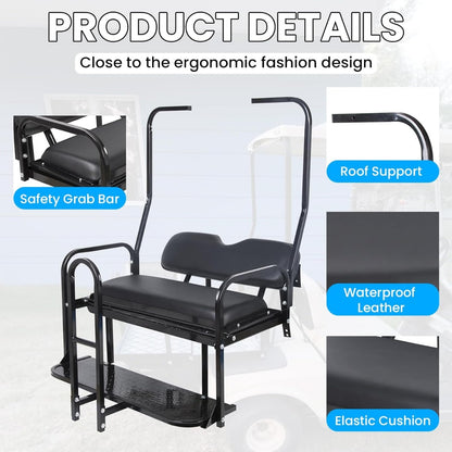 Black Rear Flip Back Seat Compatible with 1982-2000.5 Club Car DS Model Golf Cart 1102 LBS Weight Capacity Heavy Duty Steel Frame Flip Folding Rear Back Seat Kit LYA-100