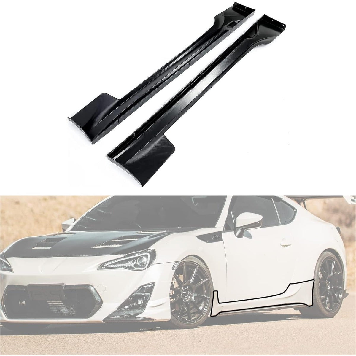 Side Skirt Rocker Panels Guard Compatible with 2012-2021 Subaru BRZ Toyota 86 Scion FR-S Extension Replacement Spoiler Body Kit Black ABS