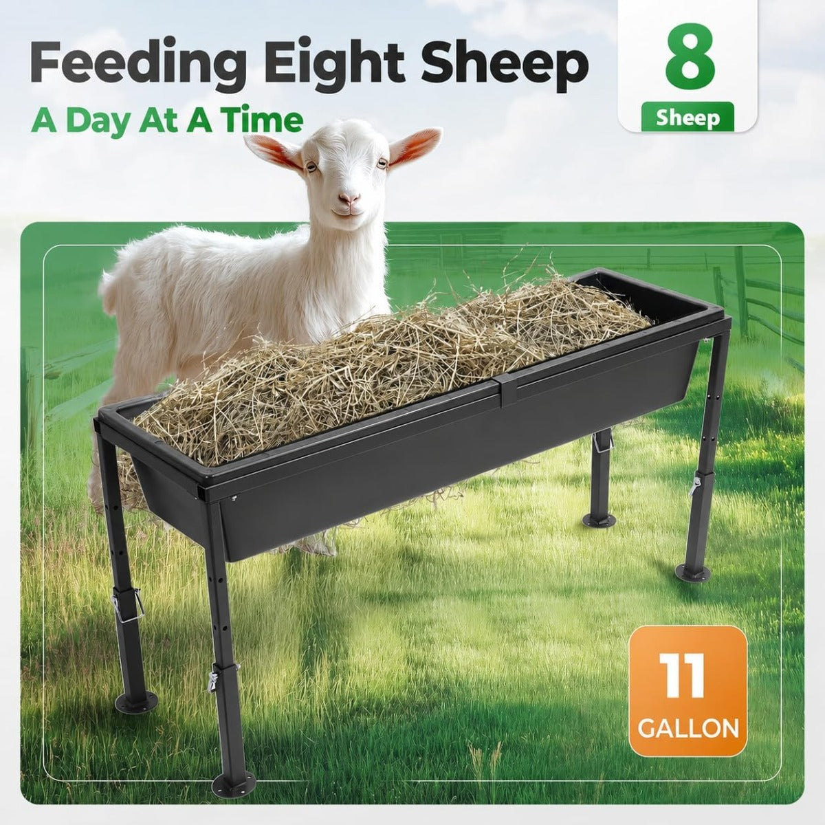 Livestock Feeder Water Trough 42" Long 11 Gallon with Adjustable