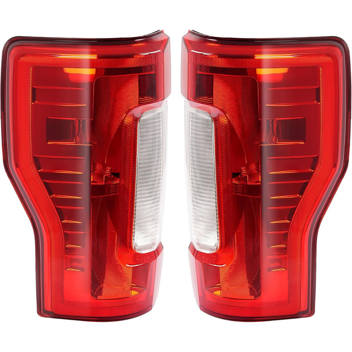 ECOTRIC Pair Tail Light Halogen Compatible with 2017-2019 Ford F250 F350 F450 Super Duty Pickup Rear Taillight Lamp Replacement for FO2800256 FO2801256 Clear Red Lens+Chrome Housing Left&Right Side