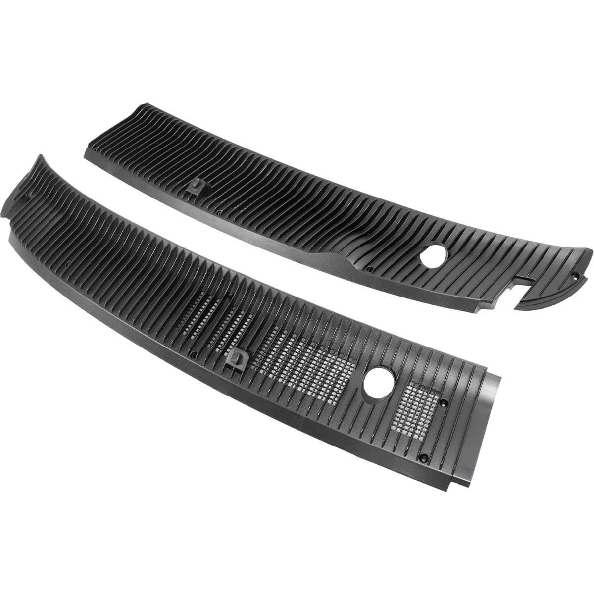 HECASA Front Windshield Wiper Cowl Panel Cover Compatible with 1992-2024 Ford E-Series E-150 E-250 E-350 Replacement for 8C2Z15022A68AA 8C2Z15022A69AA Window Wiper Cowl Panel Vent Grille Plastic Black