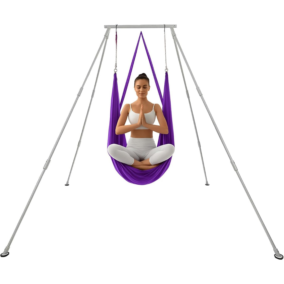ECOTRIC 8.1FT Aerial Yoga Swing Stand Steel Frame Triangle Structure for | Indoor Outdoor Use, 550lbs Capacity