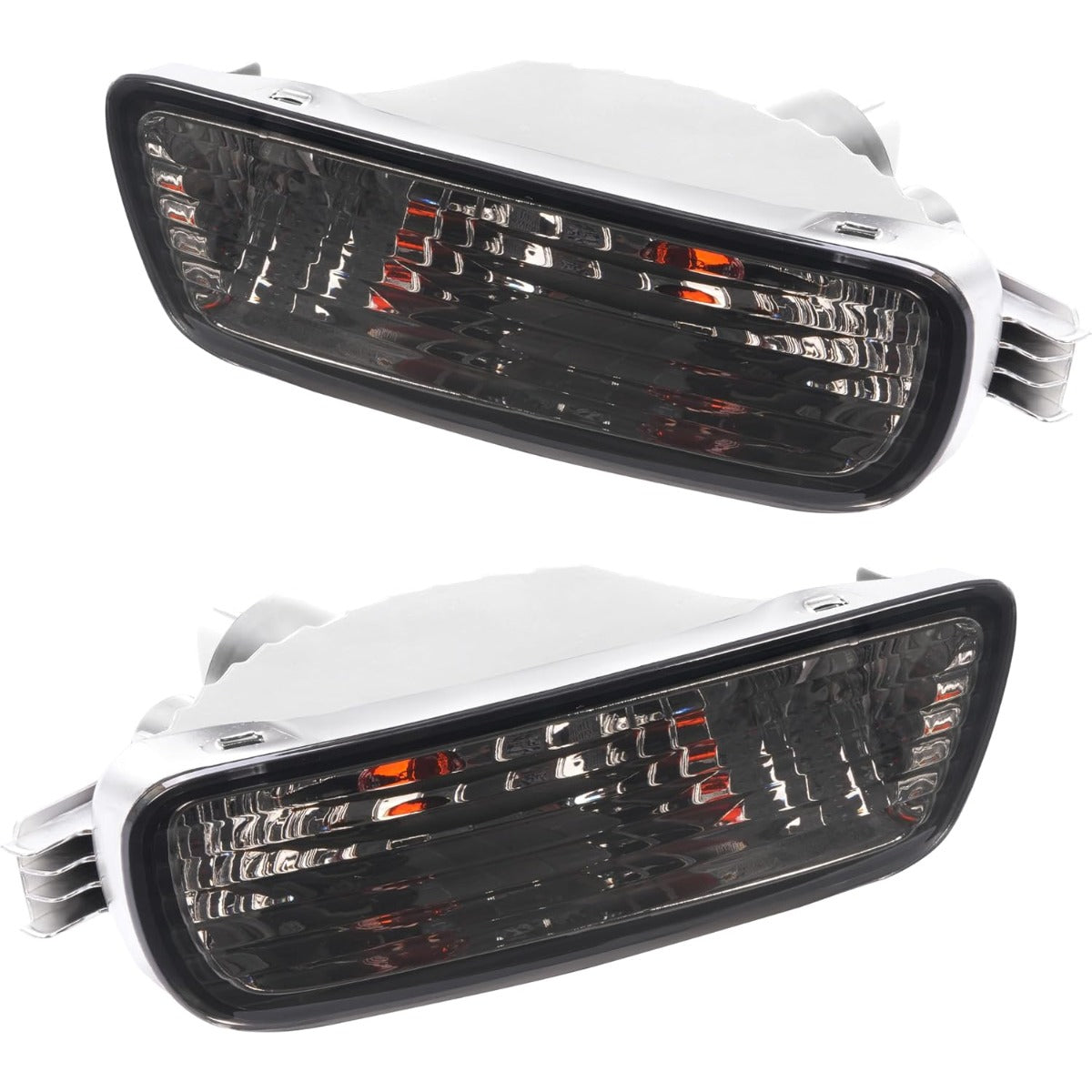 HECASA Pair Turn Signal Light w/Bulbs Compatible with 2001-2004 Toyota Tacoma Front Bumper Turn Signal Lamp Smoke Lens Left Right Side Replacement for TO2531140 TO2530140