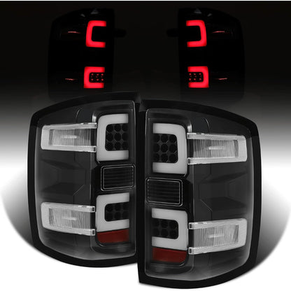 HECASA LED Tail Lights Compatible with 2014-2018 Silverado 1500 2500HD 3500HD Replacement for 23141274 23141275 Left & Right Clear Lens Black Housing