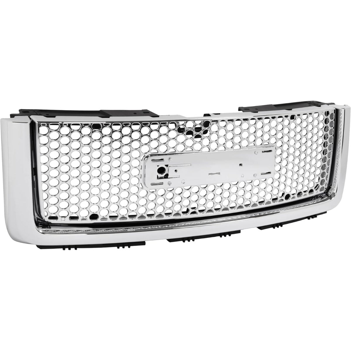 Front Upper & Lower Grill Compatible with 2007-2013 GMC Sierra 1500 Denali Bumper Grille Chrome Silvery