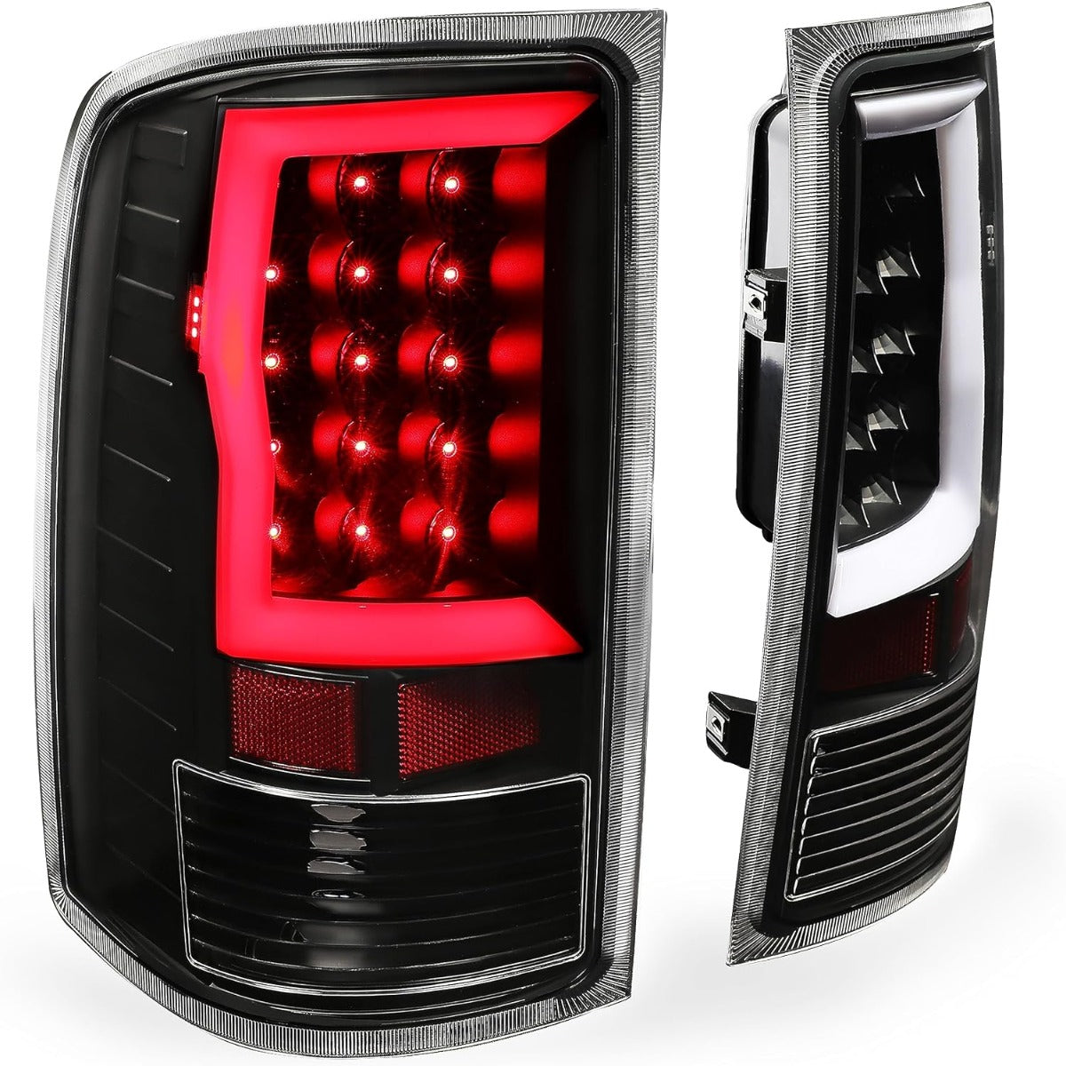 HECASA Tail Lights Assembly Compatible with 2007-2014 GMC Sierra 1500 2500HD 3500HD Pickup Truck LED Tube Bar Rear Tail Lamp Driver and Passenger Side - Clear Lens & Black Housing