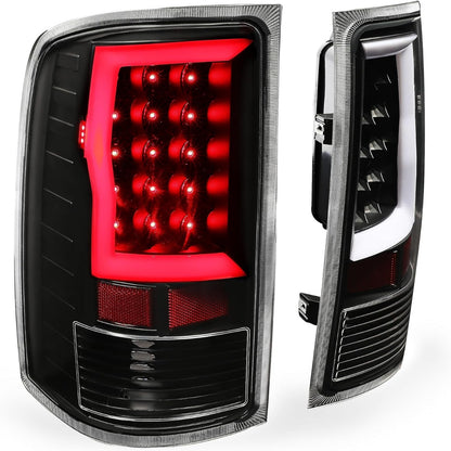 HECASA Tail Lights Assembly Compatible with 2007-2014 GMC Sierra 1500 2500HD 3500HD Pickup Truck LED Tube Bar Rear Tail Lamp Driver and Passenger Side - Clear Lens & Black Housing