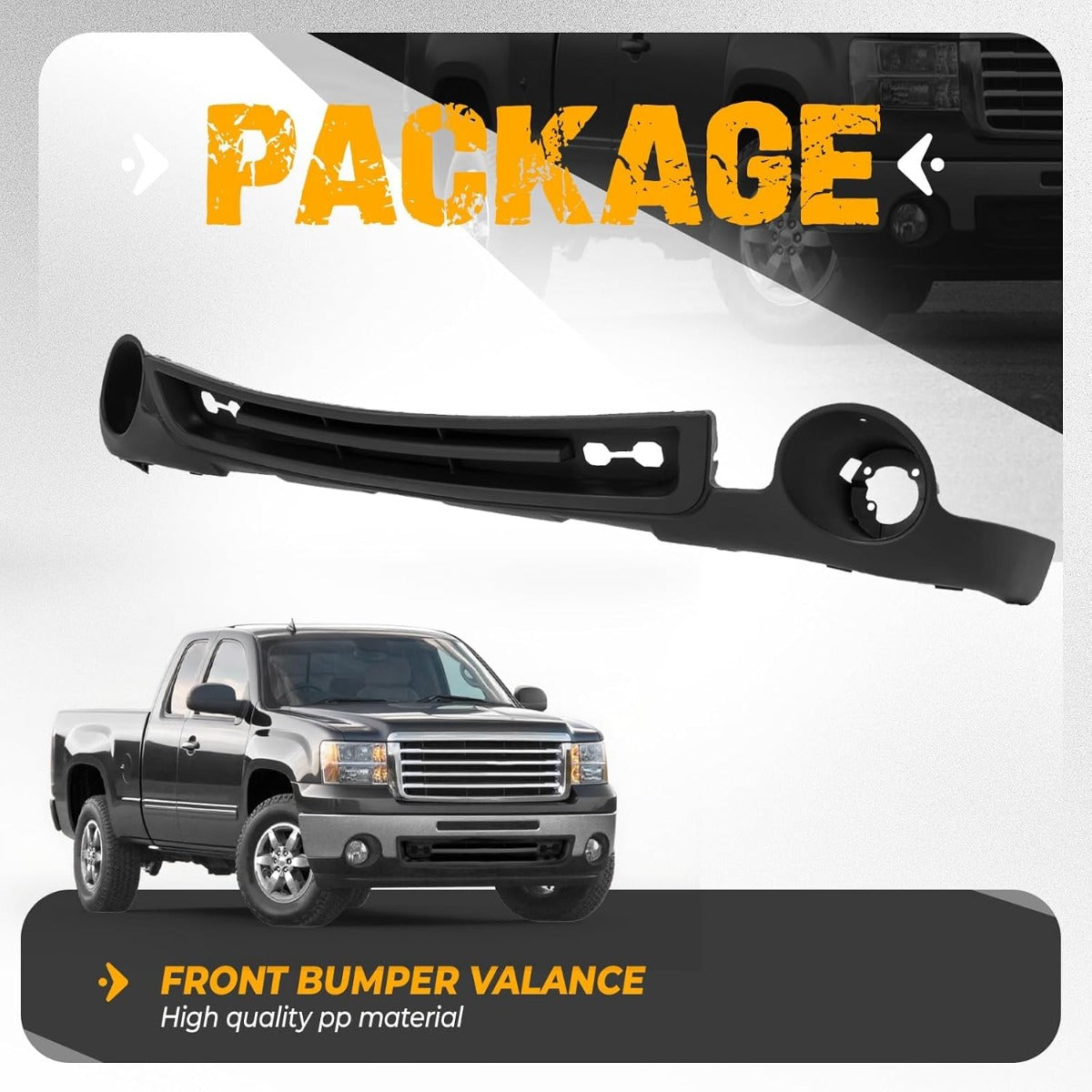Front Bumper Lower Valance Compatible with 2007-2013 GMC Sierra 1500 Replacement for 15131299 GM1015100 Air Dam Deflector w/Tow Hook Hole, Fog Light Holes & Grille Provision