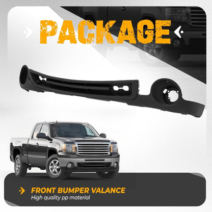 Front Bumper Lower Valance Compatible with 2007-2013 GMC Sierra 1500 Replacement for 15131299 GM1015100 Air Dam Deflector w/Tow Hook Hole, Fog Light Holes & Grille Provision