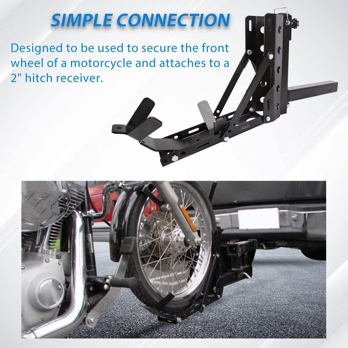 800LBS Motorcycle Trailer Hitch Scooter Hauler Mount Rack 2 Inches Motorcycle Tow Carrier Receiver Heavy Duty Steel LYA-043
