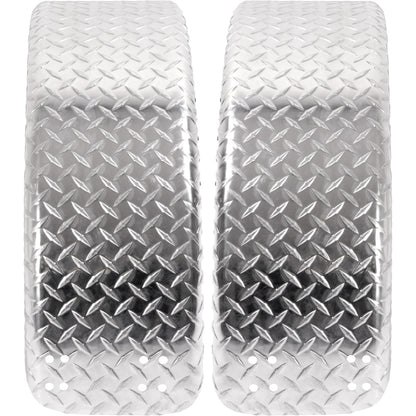 Diamond Plate Round Single Axle Trailer Fender Universal Fits Most 13"-15" Tires Aluminium Silvery 2PCS 31.48" L x 9.11" W x 15.24" H