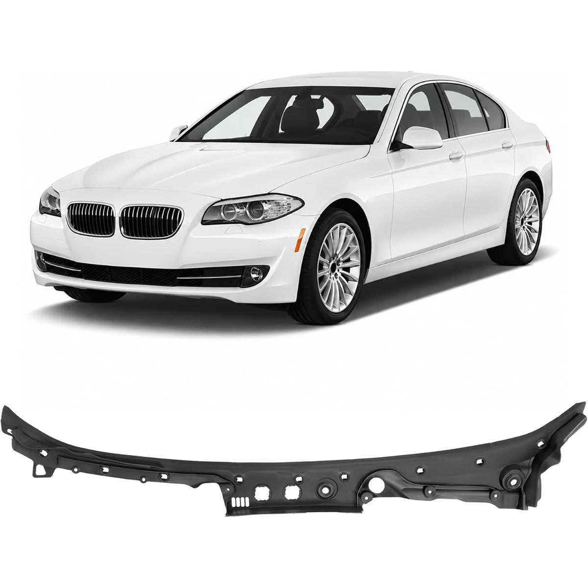 Windshield Wiper Cowl Panel Compatible with 2011-2016 BMW 528i 535i/d 550i M5 Active Hybrid 5 Replacement for 51717203124 Air Inlet Grille Window Panel Cowl Cover Plastic Black