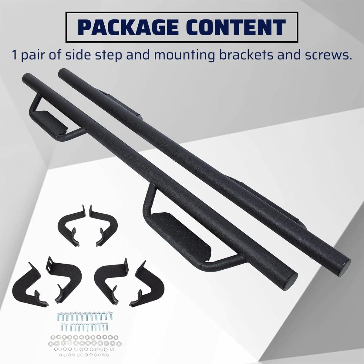 Running Boards Compatible with 2005-2023 Toyota Tacoma Double Cab Dropped Steps Side Steps Hoop Bar Nerf Bars Door (Matte Black)