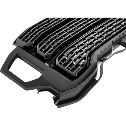 ALMULOO Grill Compatible with 2020-2023 GMC Sierra 2500HD 3500HD Denali w/Camera Hole Front Bumper Grille Plastic (ABS) Gloss Black Replacement for 84656390