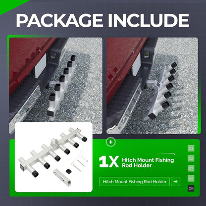 Hitch Mount Fishing Rod Holder Aluminium Fishing Pole Rack for
