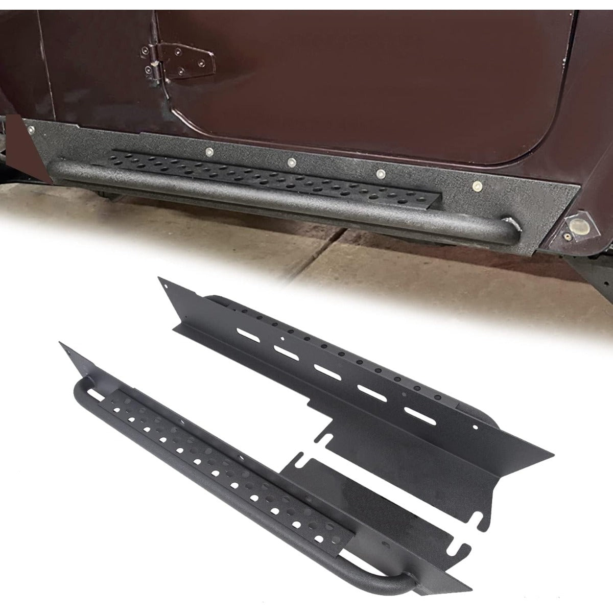 Armor Rocker Guard Sliders Compatible with 1997-2006 Wrangler TJ Steel Running Board Side Step Nerf Bar
