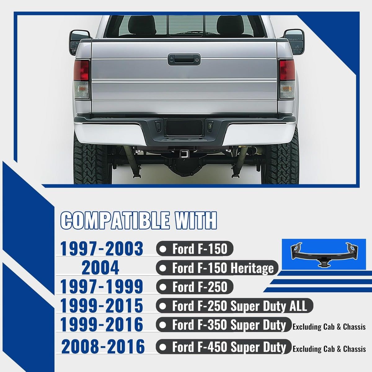 KUAFU Class 4 Trailer Hitch Compatible with 97-16 F250 F350 F450 97-04 F150