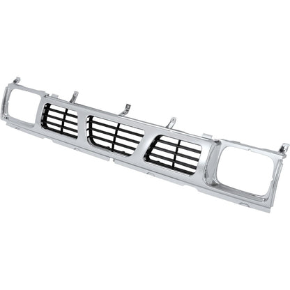 Front Grille Compatible with 1994 Nissan D21 XE 1993 1994 Nissan D21 Base SE 1995-1997 Nissan Pickup Base SE XE Replacement for 6231055G10 NI1200116 Chrome Bumper Grill Plastic(ABS) Silvery