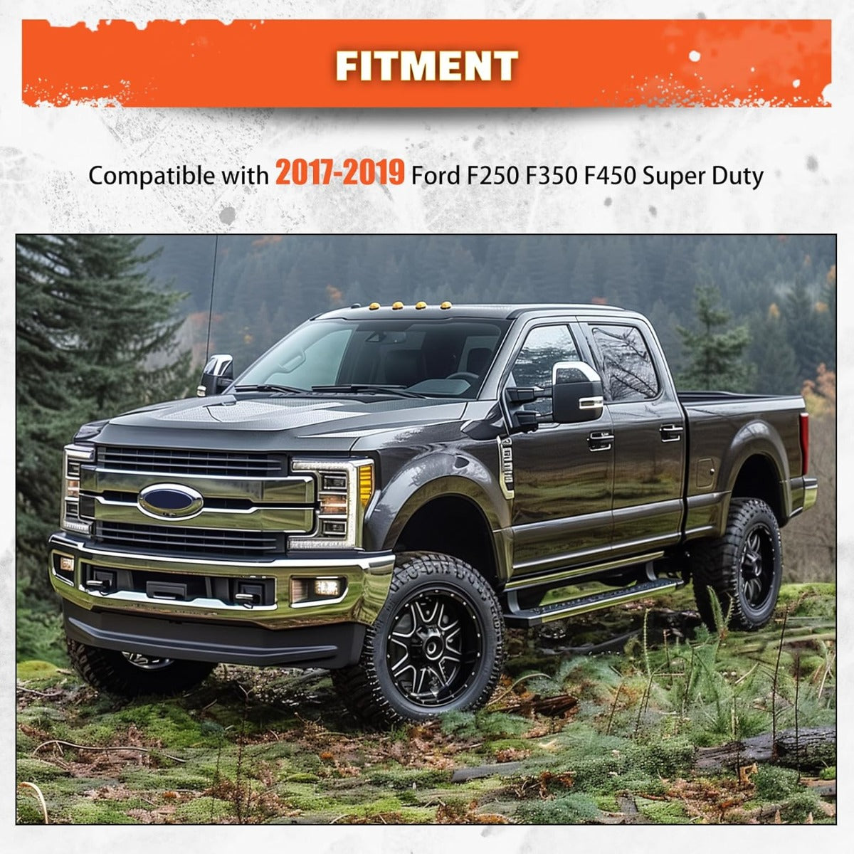 Front Bumper Hood Grille Grill Compatible with 2017 2018 2019 Ford F250 F350 F450 Super Duty Chrome (NOT ONLY OVERLAY) LYAP-293-1T