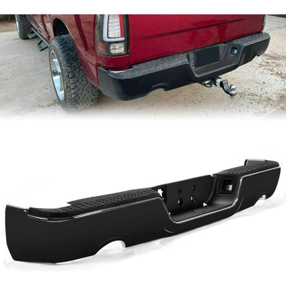 Rear Step Bumper Assembly Compatible with 2009-2022 Dodge RAM 1500 W/Dual & license lamp W/O Sensor Holes Replacement For CH1103123 Two Packages LYAM-364S-2A+LYAM-364S-2B