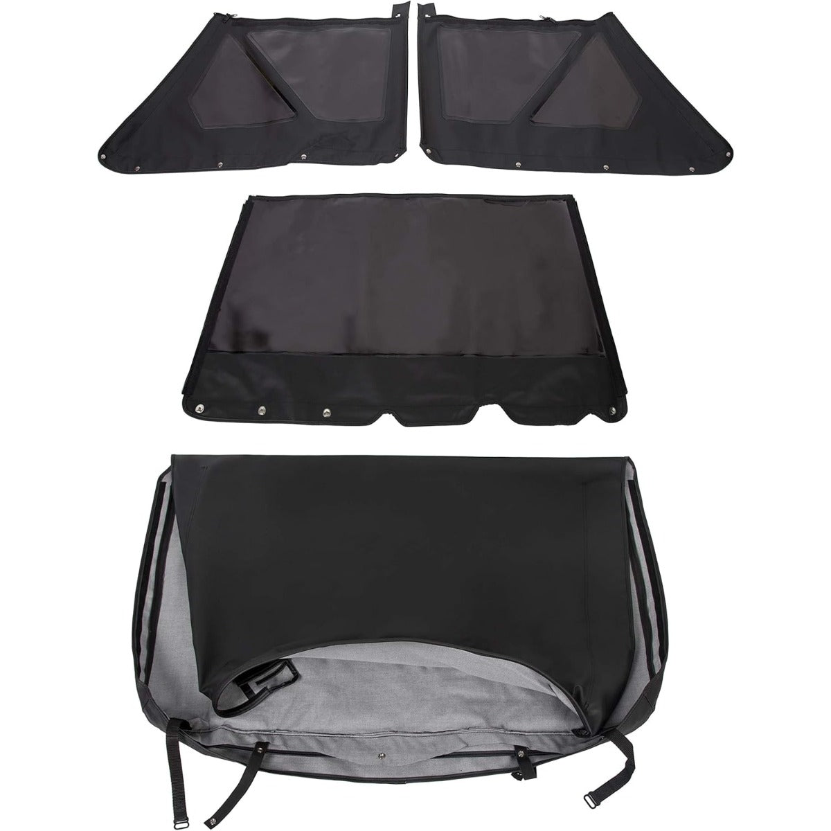 Soft Top Replacement Compatible with 1986-1994 Suzuki Samurai, Black Sailcloth Vinyl Soft Roof with Tinted and Zip Out Windows