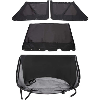 Soft Top Replacement Compatible with 1986-1994 Suzuki Samurai, Black Sailcloth Vinyl Soft Roof with Tinted and Zip Out Windows