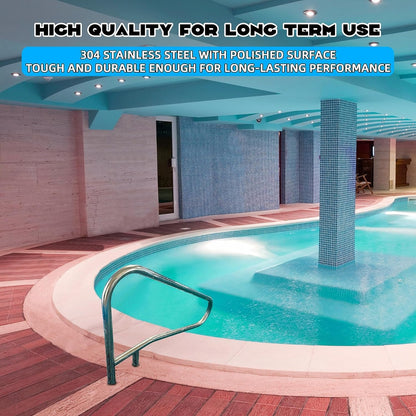 ECOTRIC Pool Handrail Swimming Pool Stair Rail 49-3/8"X35-3/8 304 Stainless | Steel Deck Mounted Cross Brace 300Lbs Load Capacity