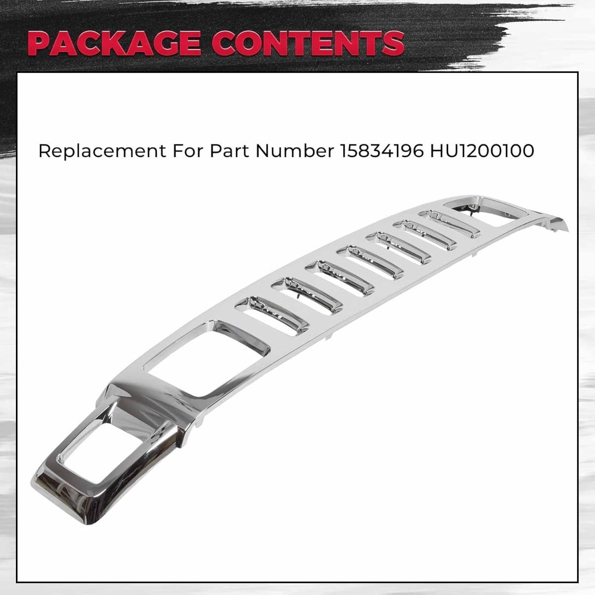 Front Grill Compatible with 2006-2010 Hummer H3 15834196 HU1200100 Upper Face Bar Grille Shell and Insert Assembly Chrome